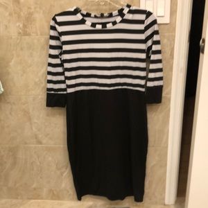 Long dress. Black/white bodice and black bottom.